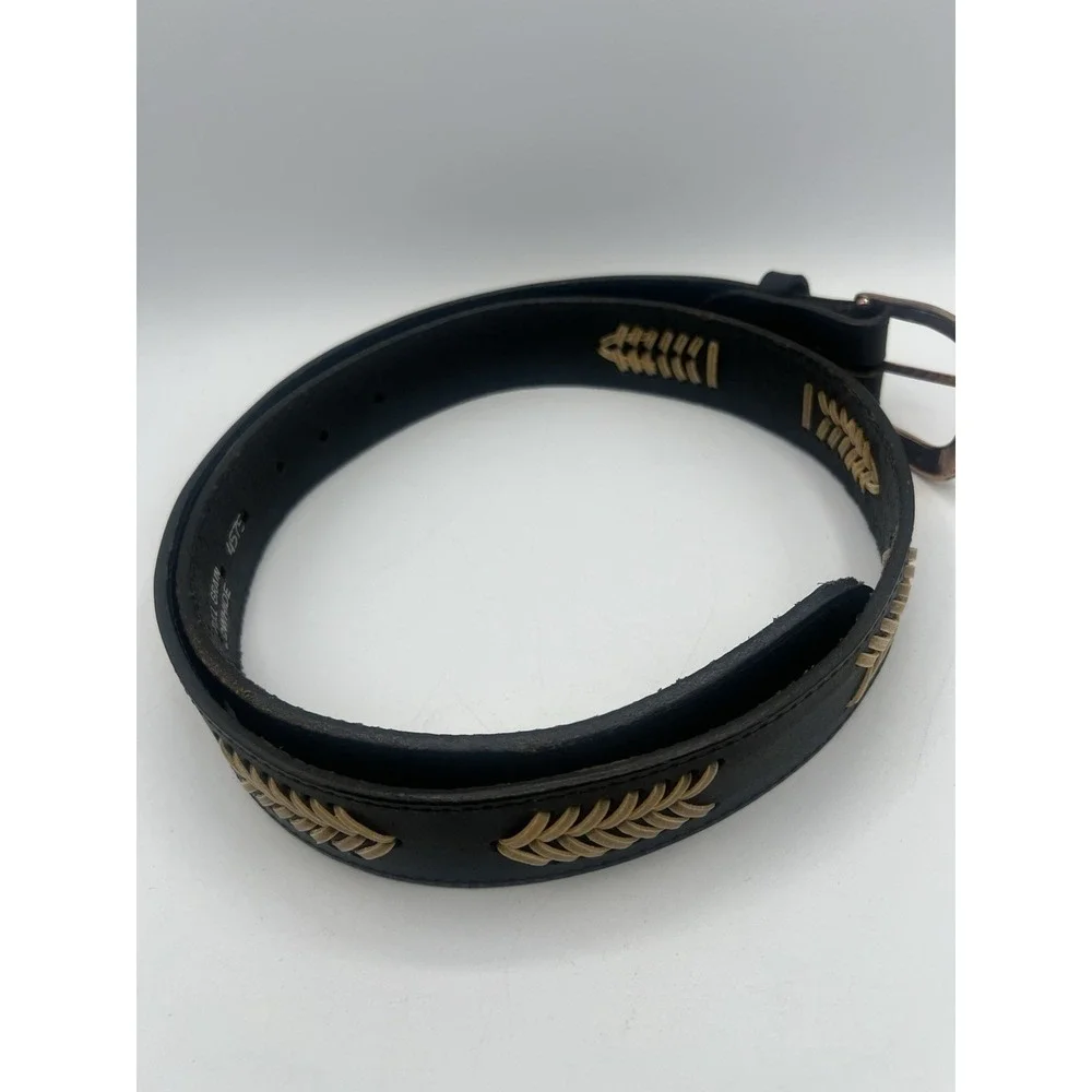 Brushy Creek Full‎ Grain Cowhide Leather Belt Black Size 44 Made In USA 4575
